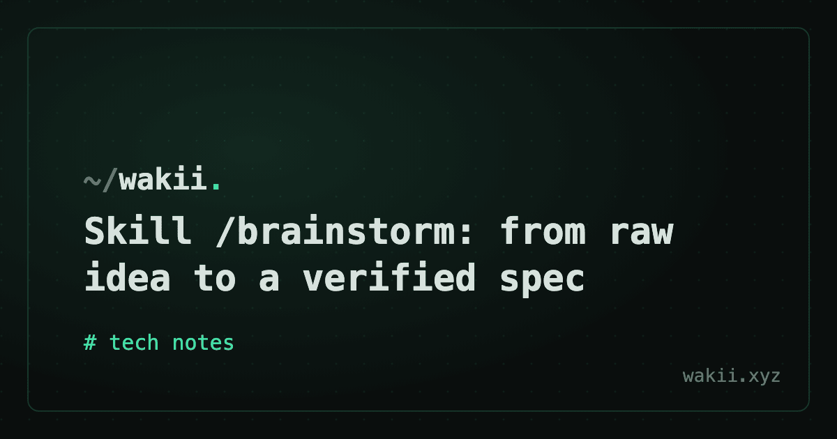 Skill /brainstorm: from raw idea to a verified spec